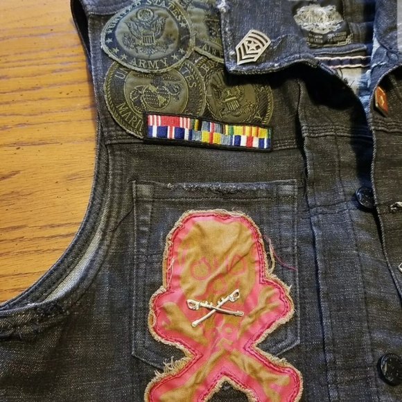 Heritage America Denim Vest Army Navy Marines Air - Picture 4 of 11